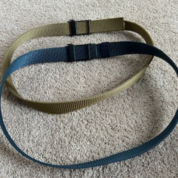 Men's Ribbed Belts (Set of 2) Brand: Jukmo (Blue & Tan) 45" x 1.25" - Picture 2 of 4